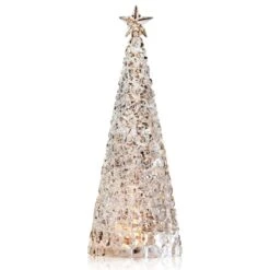 Grand Sapin de Noël Lumineux en Acrylique Effet Cristal - 34 cm