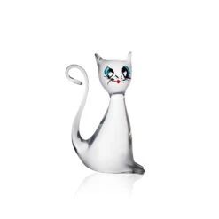 Sculpture Chat Debout Cristal Clair