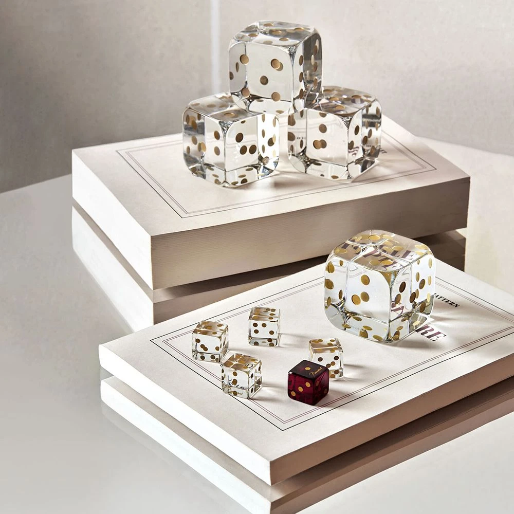Baccarat Crystal Dice Paperweight Gilded with Fine Gold 2 Baccarat Crystal Dice Paperweight Gilded with Fine Gold – Image 2