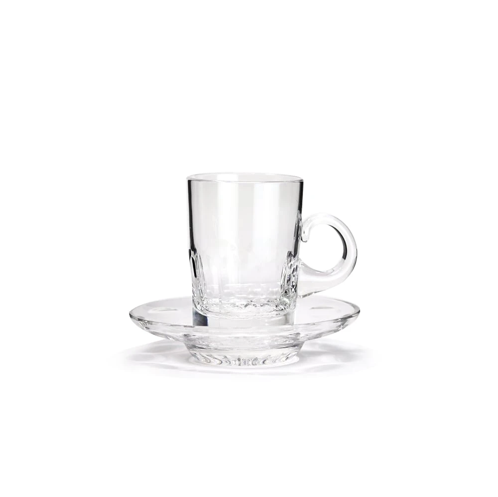 Cristal de Paris Monaco Crystal Cups and Saucers - Set of 6 1 Cristal de Paris Monaco Crystal Cups and Saucers - Set of 6