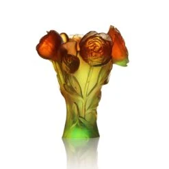 Vase Pivoine Vert Orange Daum